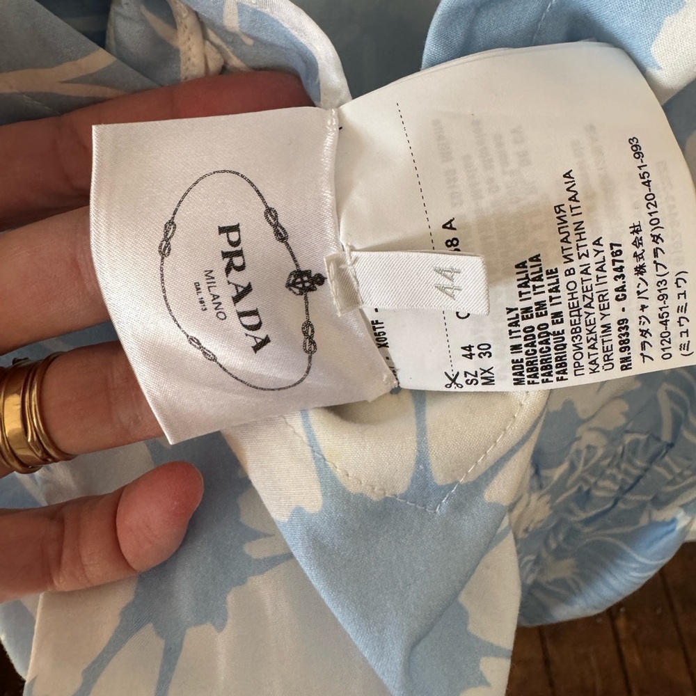 Prada Blue and White Floral Midi Dress - Picture 10 of 10